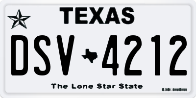 TX license plate DSV4212