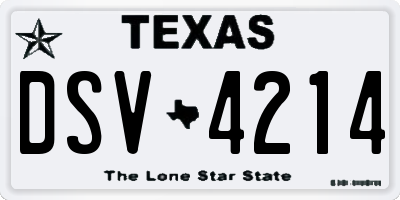 TX license plate DSV4214