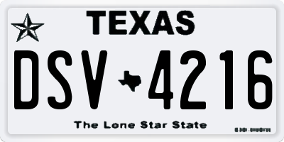 TX license plate DSV4216