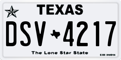 TX license plate DSV4217