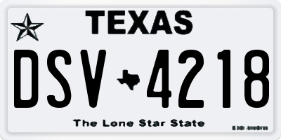 TX license plate DSV4218