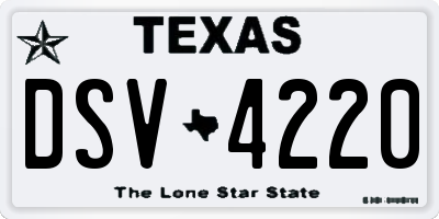 TX license plate DSV4220