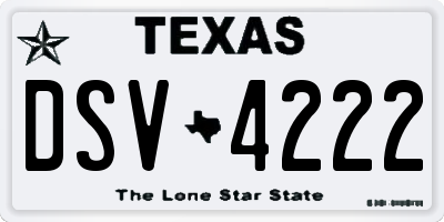 TX license plate DSV4222