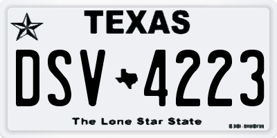 TX license plate DSV4223
