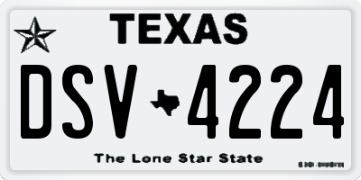 TX license plate DSV4224