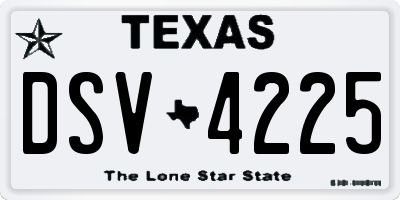 TX license plate DSV4225