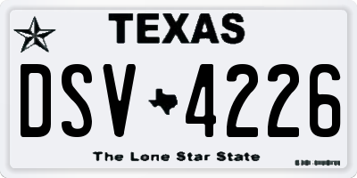 TX license plate DSV4226