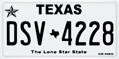 TX license plate DSV4228
