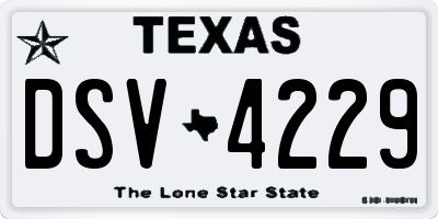 TX license plate DSV4229