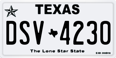 TX license plate DSV4230