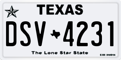 TX license plate DSV4231