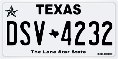 TX license plate DSV4232