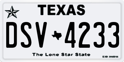 TX license plate DSV4233
