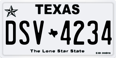 TX license plate DSV4234