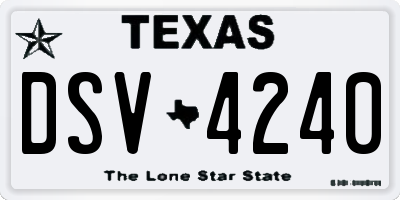 TX license plate DSV4240
