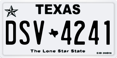 TX license plate DSV4241