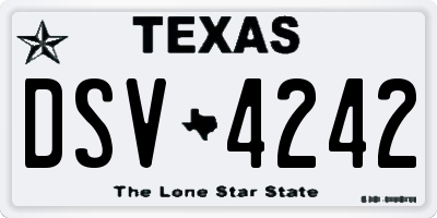 TX license plate DSV4242