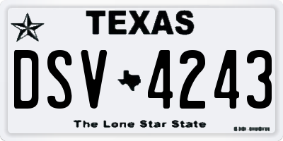 TX license plate DSV4243