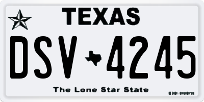 TX license plate DSV4245