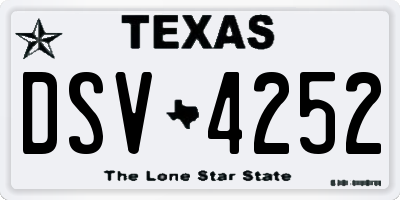 TX license plate DSV4252