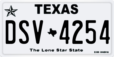TX license plate DSV4254