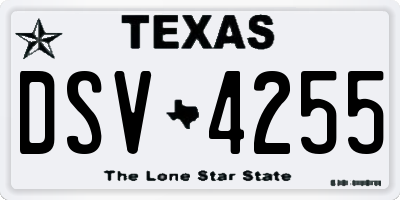 TX license plate DSV4255
