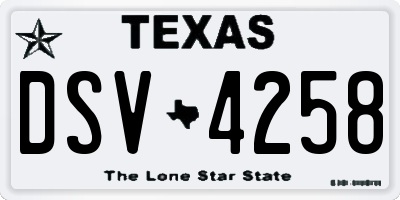 TX license plate DSV4258