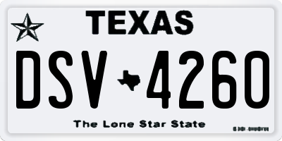 TX license plate DSV4260