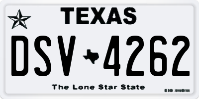 TX license plate DSV4262