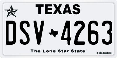 TX license plate DSV4263