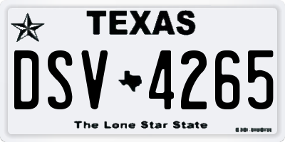 TX license plate DSV4265