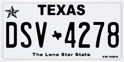TX license plate DSV4278