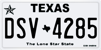 TX license plate DSV4285