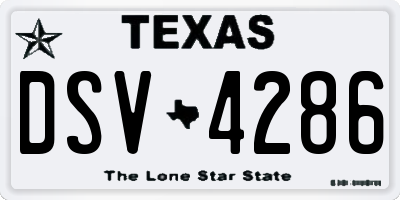 TX license plate DSV4286