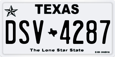 TX license plate DSV4287