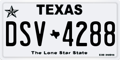 TX license plate DSV4288