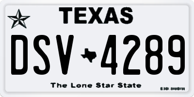 TX license plate DSV4289