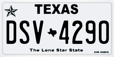 TX license plate DSV4290