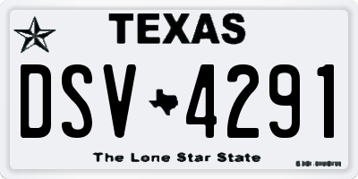 TX license plate DSV4291