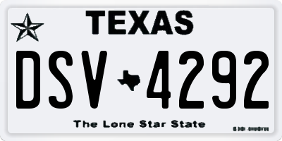 TX license plate DSV4292
