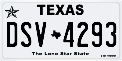 TX license plate DSV4293
