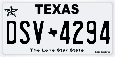 TX license plate DSV4294
