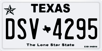 TX license plate DSV4295