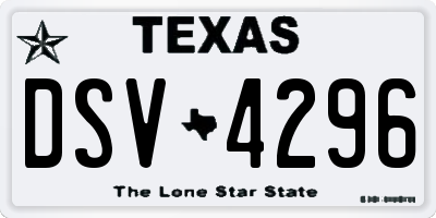 TX license plate DSV4296