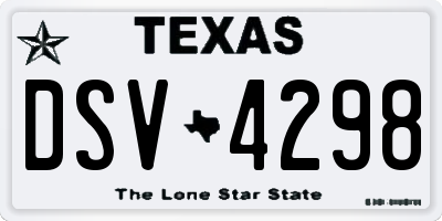 TX license plate DSV4298