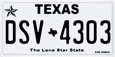 TX license plate DSV4303