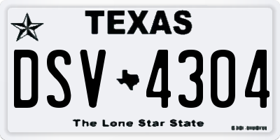 TX license plate DSV4304