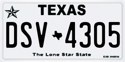 TX license plate DSV4305