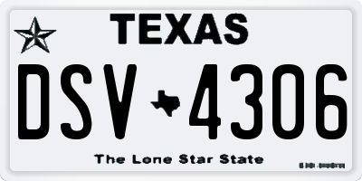 TX license plate DSV4306