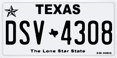 TX license plate DSV4308